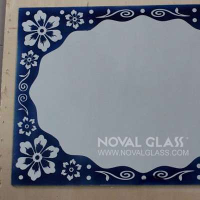 Sandblasted and silk screen mirror